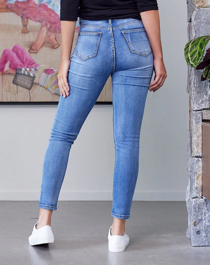 Jenny High Waisted Skinny Leg Jean - Blue Denim