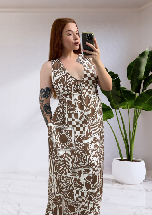 Peyton Sleeveless Maxi Dress Truffle Print
