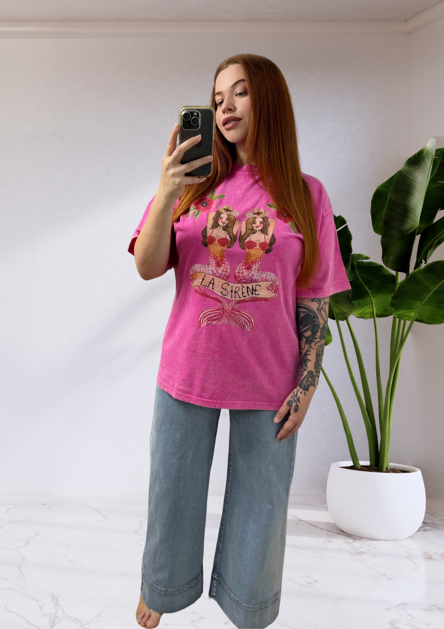 MAKU Mermaid La Sirene Oversized Tee Shirt - Pink