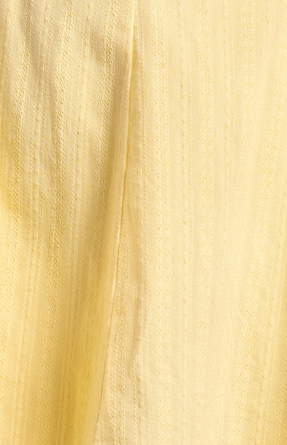 Khaya Lace Up Back Detail Embroidered Cotton Dress - Lemon Yellow