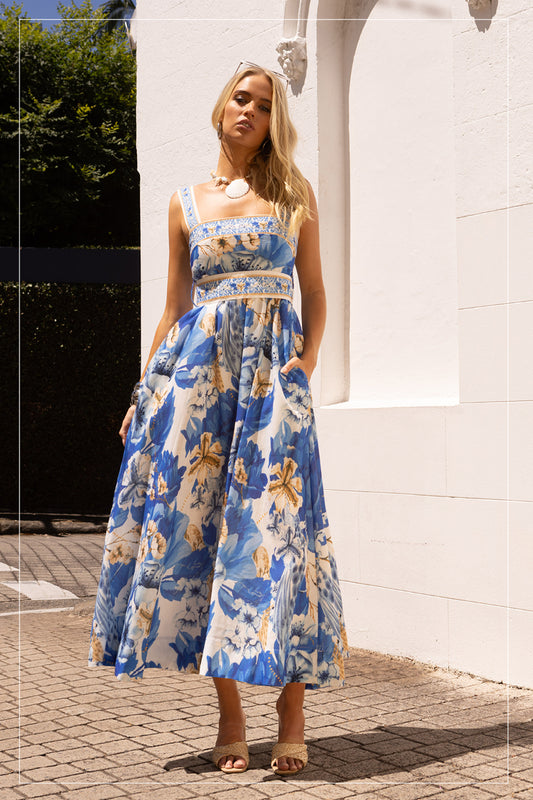 Stacey Sundress Maxi Dress - Blue VACANŹA SAPPHIRE