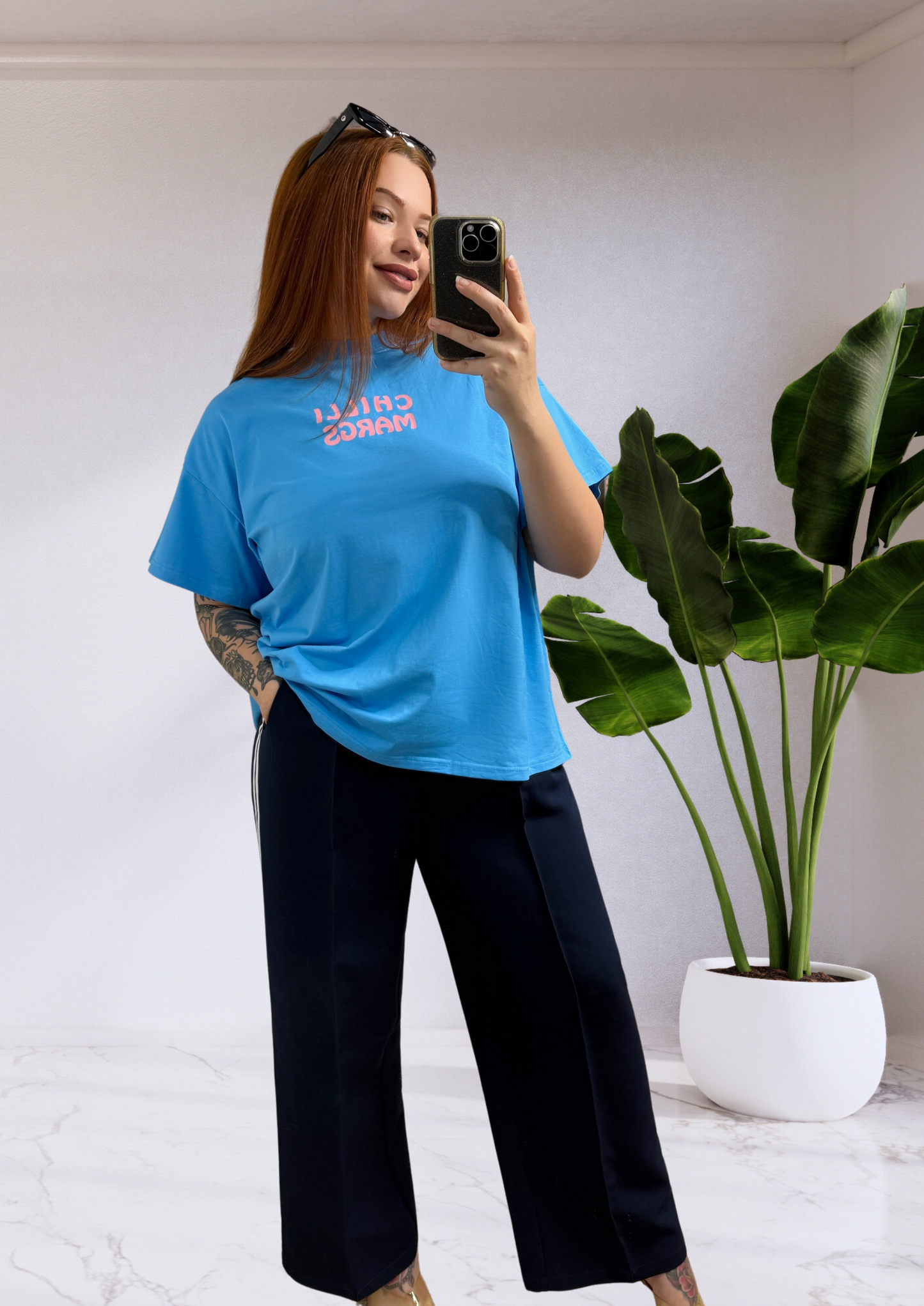 Maddison Jogger Pants - Navy White Stripe