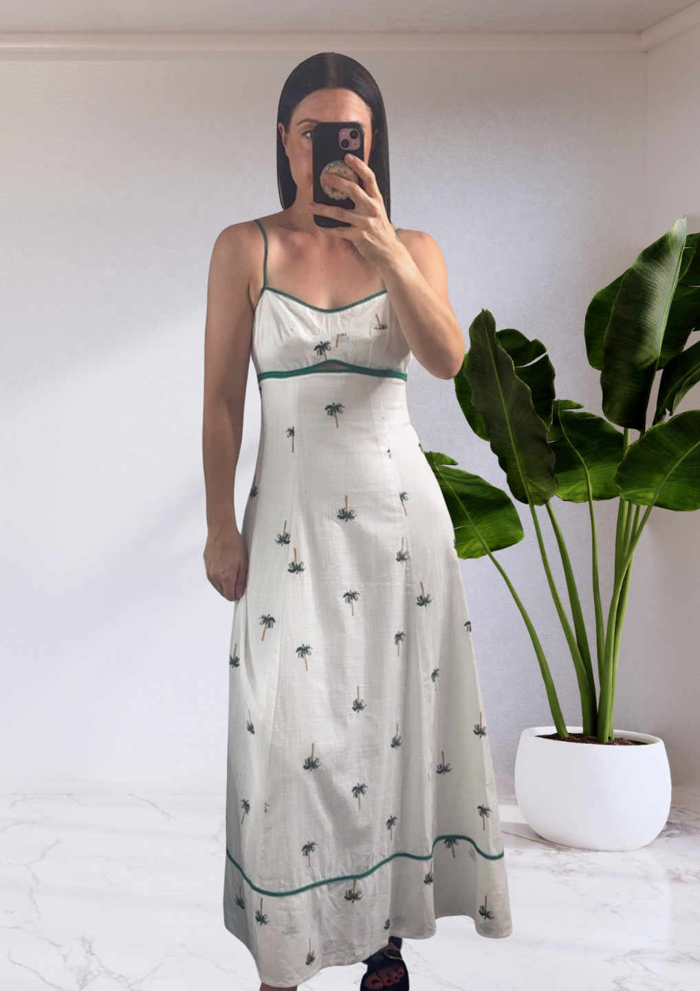 Faith Strappy Empire Waist Maxi Dress - White Palm