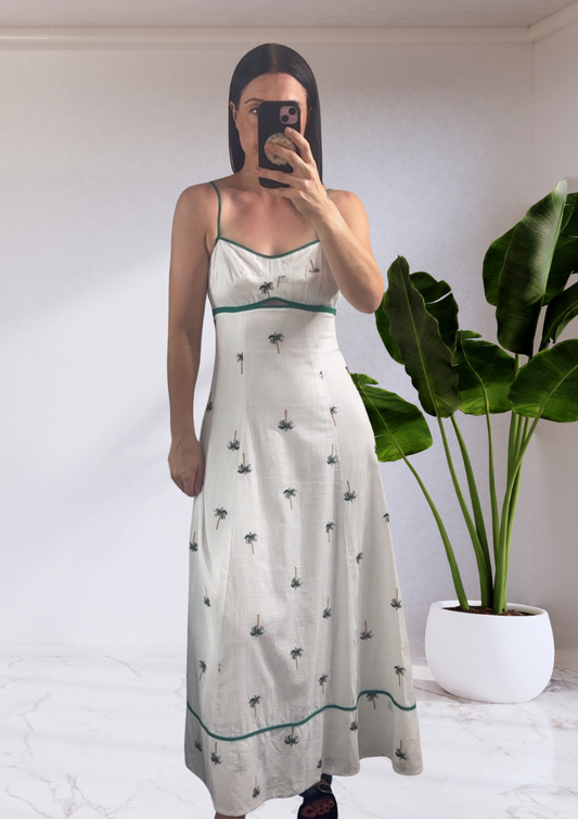 Faith Strappy Empire Waist Maxi Dress - White Palm