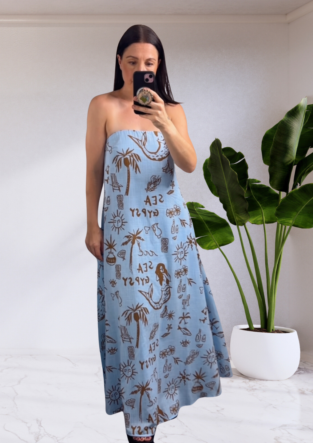 Georgie Strapless Tube Maxi Dress - Blue Sea Gypsy | By Frankie
