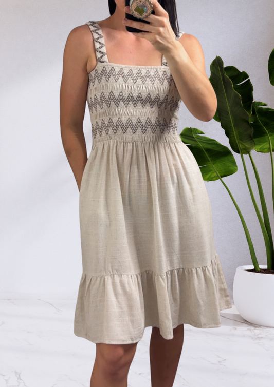 Demi Linen Mini Dress Beige