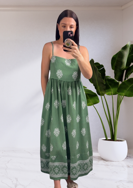 Tia Spaghetti Strap Maxi Dress - Green