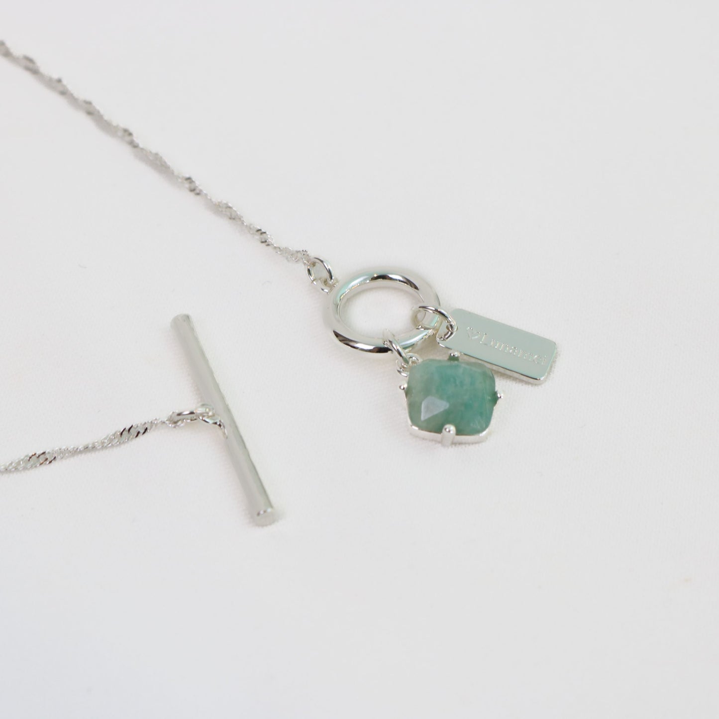 Pure Necklace in Silver with Green Line Jasper | LOVE LUNAMEI