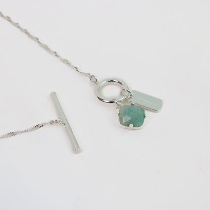 Pure Necklace in Silver with Green Line Jasper | LOVE LUNAMEI