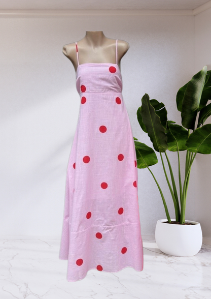 Janet Polka Dot Maxi Dress - Pink/Red