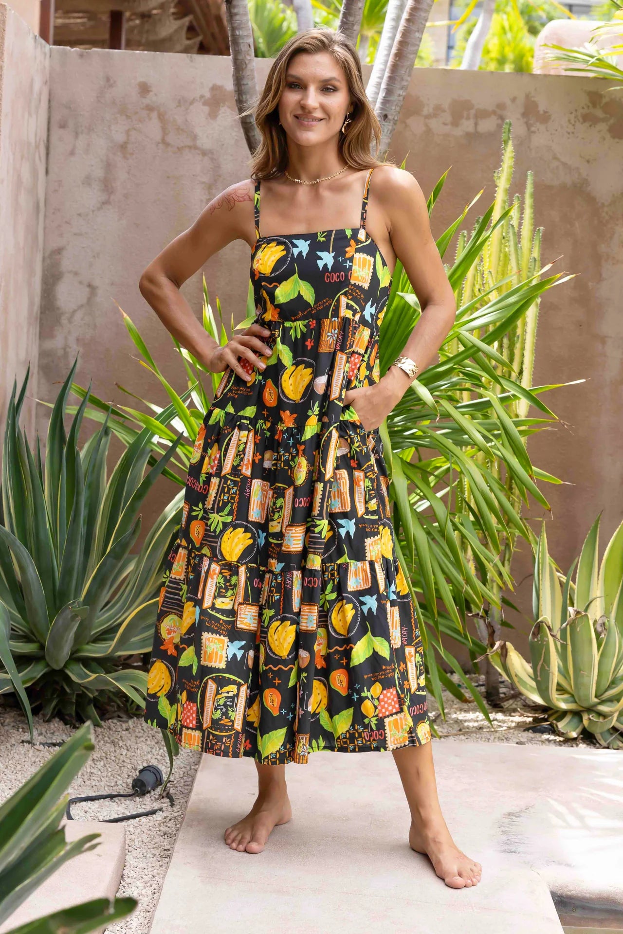 Ellie Sleeveless Midi Dress - Coco Vacay Midnight