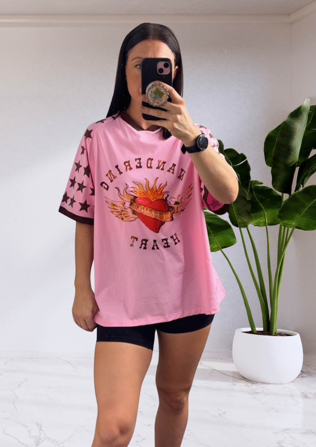 Jersey Oversized T-Shirt - Pink Wandering Hearts