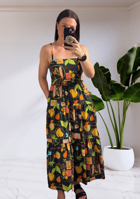 Ellie Sleeveless Midi Dress - Coco Vacay Midnight