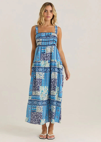 Isra Midi Dress - Blue Sea Meadow