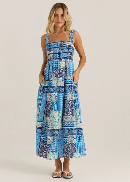 Isra Midi Dress - Blue Sea Meadow