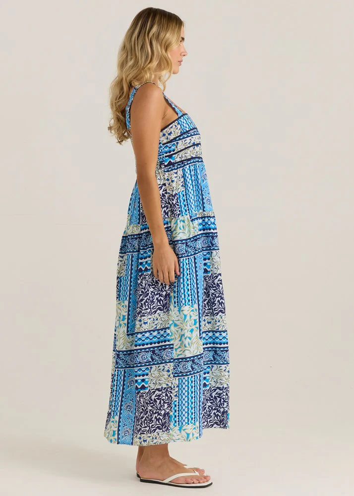 Isra Midi Dress - Blue Sea Meadow