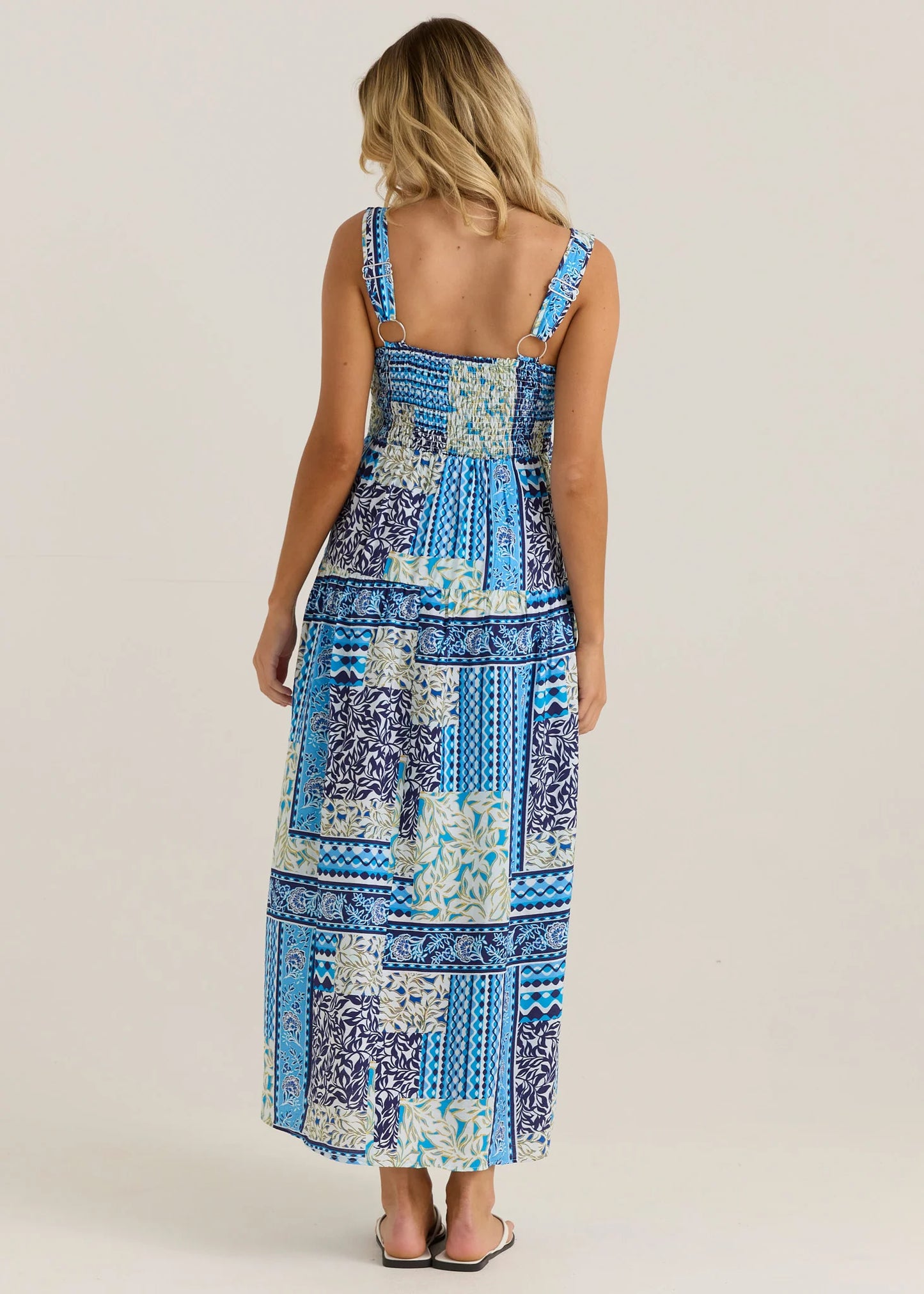 Isra Midi Dress - Blue Sea Meadow