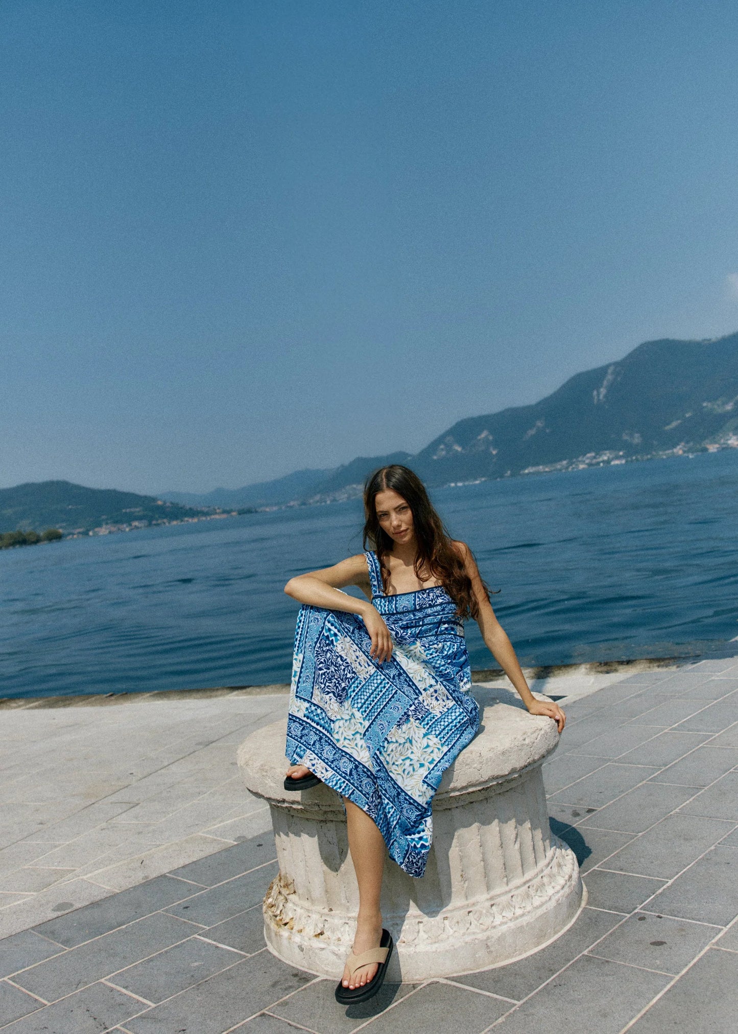 Isra Midi Dress - Blue Sea Meadow