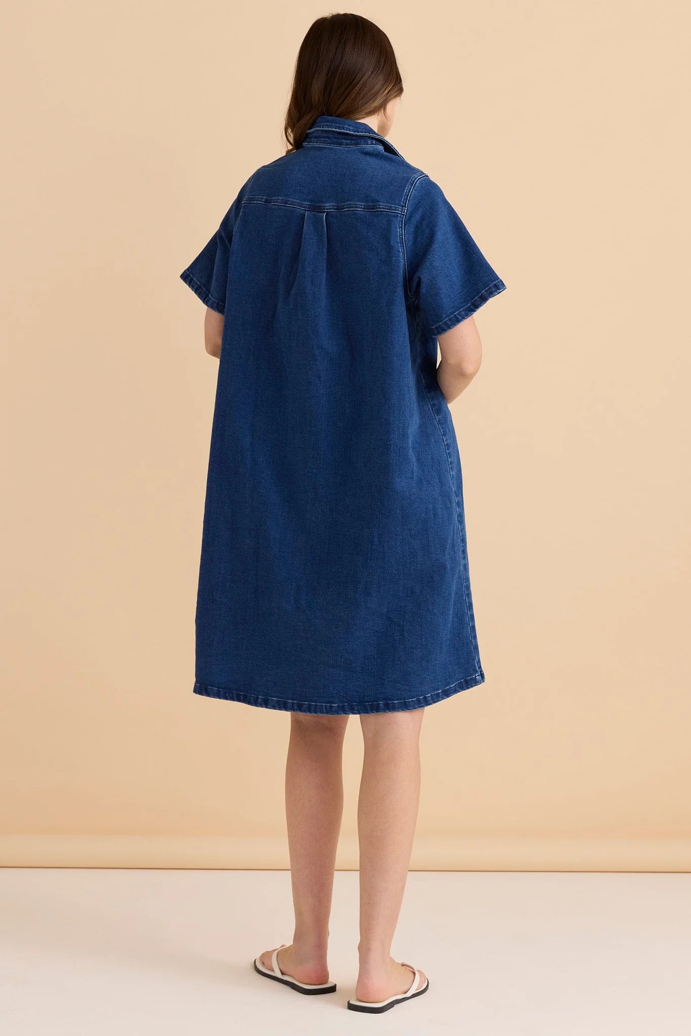 Shift Denim Shirt Dress - Dusty Blue