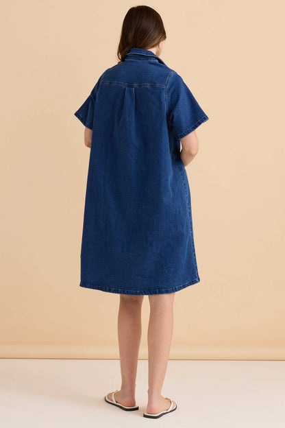 Shift Denim Shirt Dress - Dusty Blue