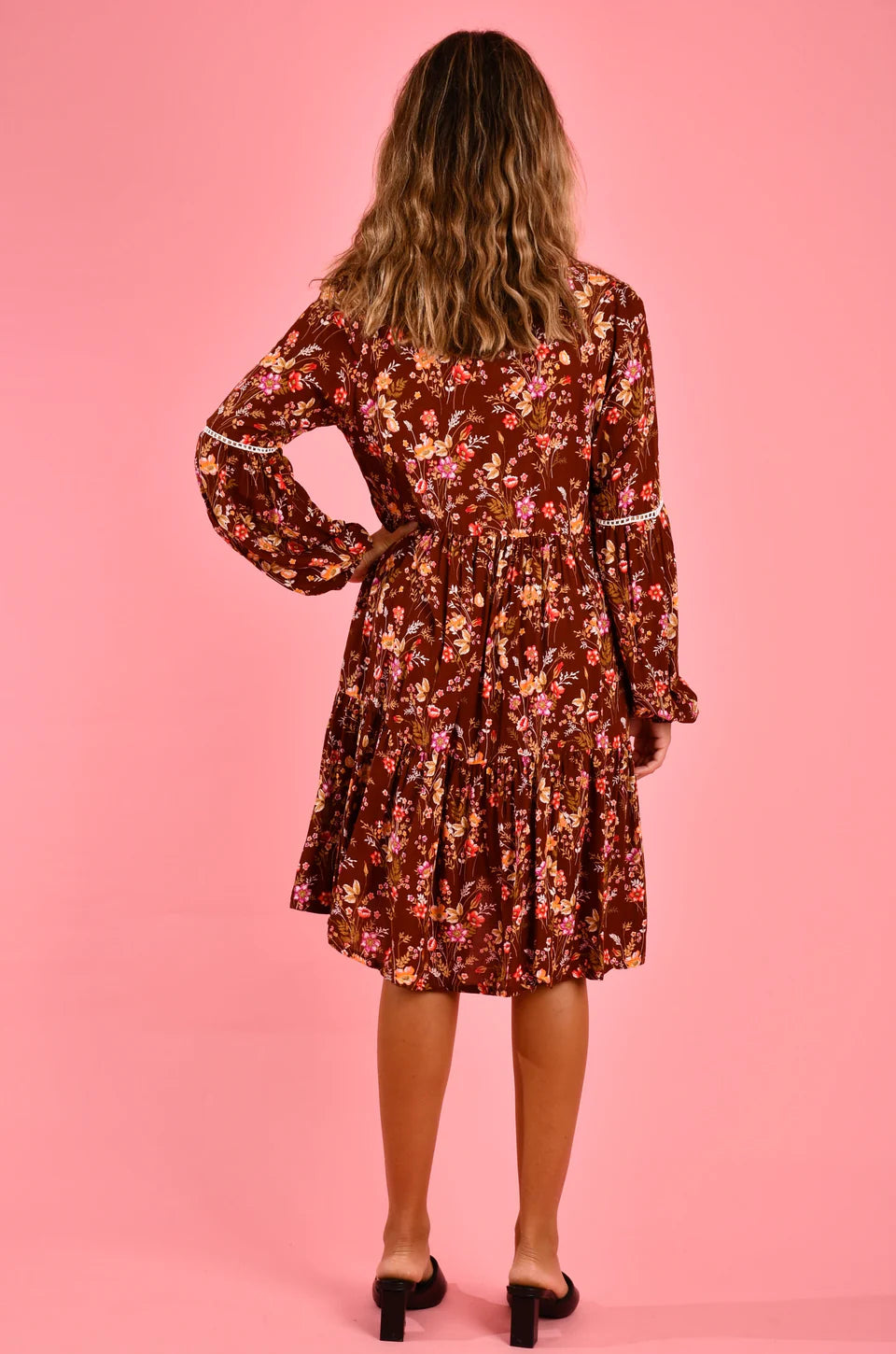 Molly Long Sleeve Mini Dress - Cocoa Blossom