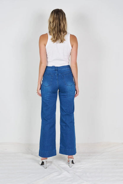Polly Patch Pocket Denim Jeans - Royal Blue