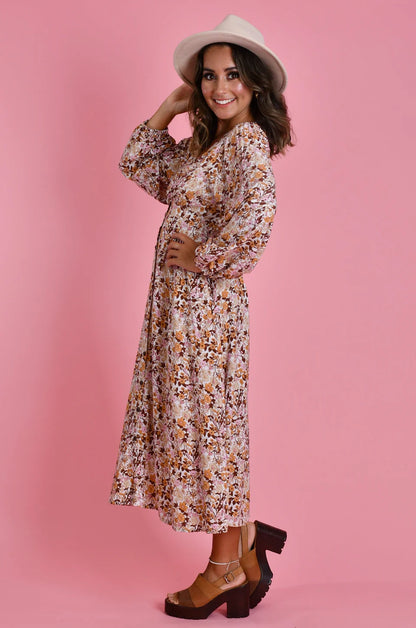 Juliette Long Sleeve Midi Dress - Vintage Bloom