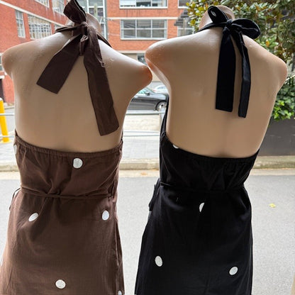 Bethany Polka Dot Wrap Around Maxi Dress - Black | By Frankie