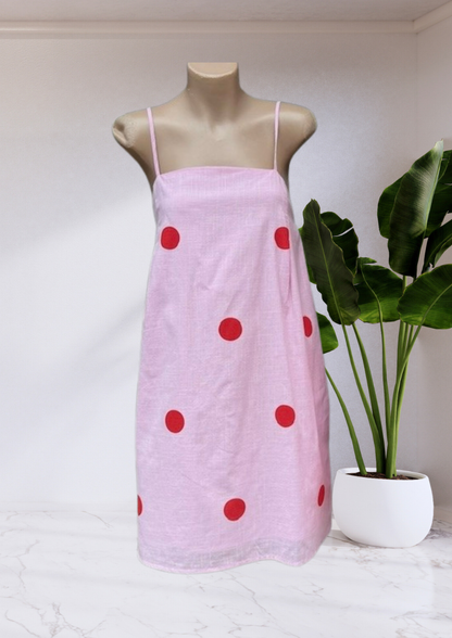 Stella Slip Cotton Mini Dress - Pink/Red Polka Dot | By Frankie