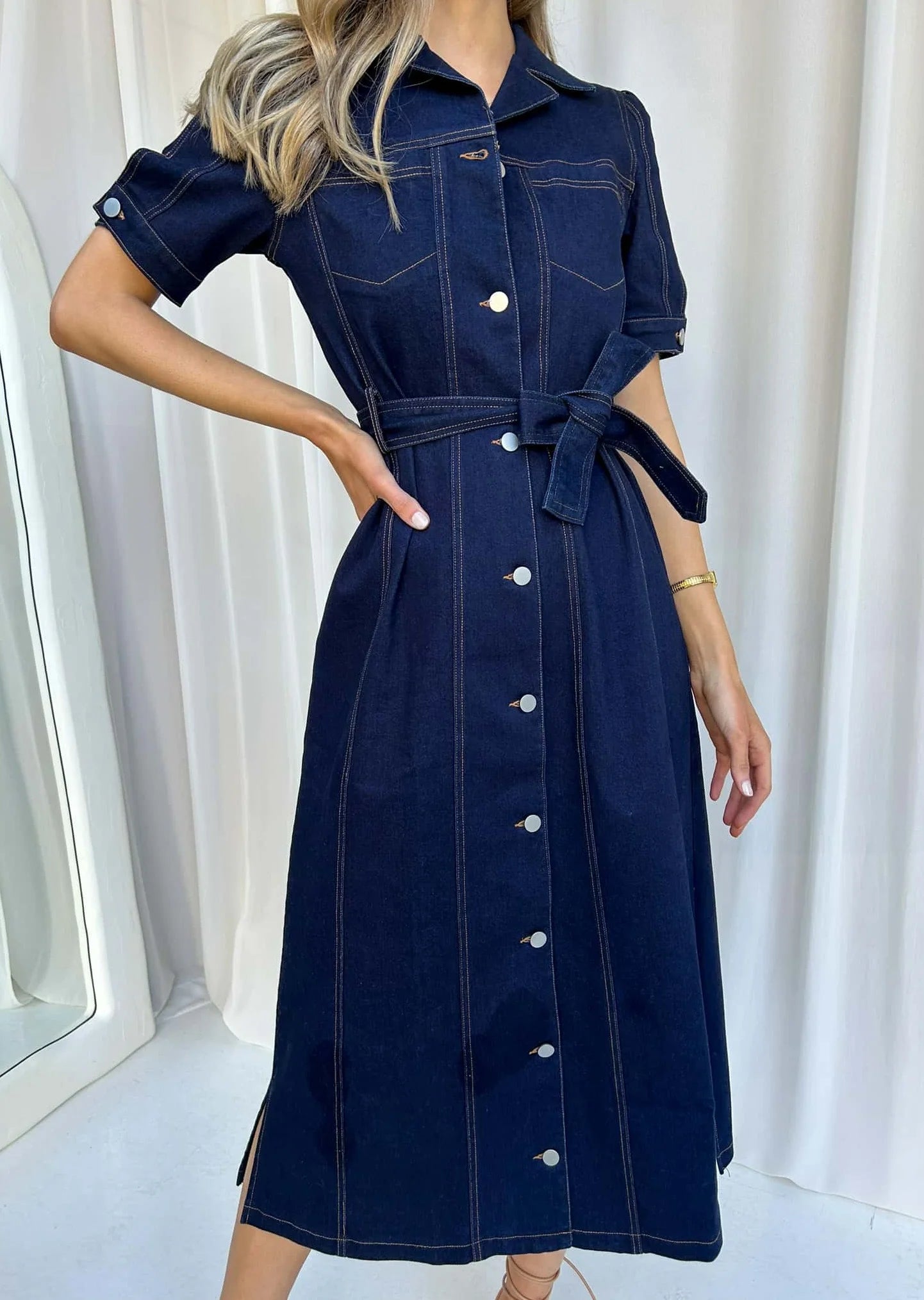 PIPER MAXI DENIM DRESS - DARK INDIGO