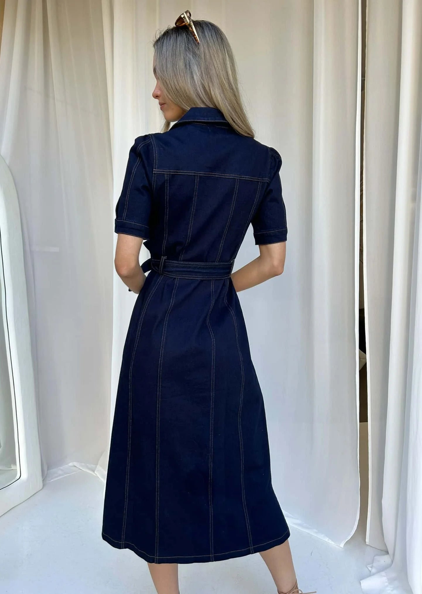 PIPER MAXI DENIM DRESS - DARK INDIGO