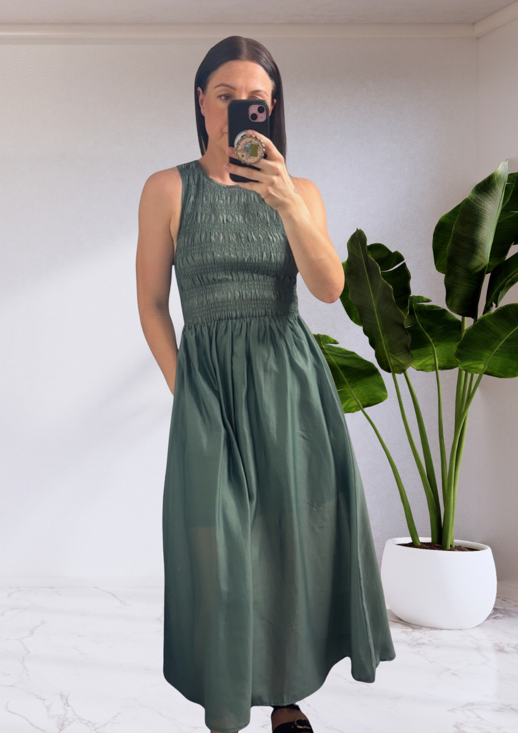 Saga Tank Misi Dress - Sage Olive Green