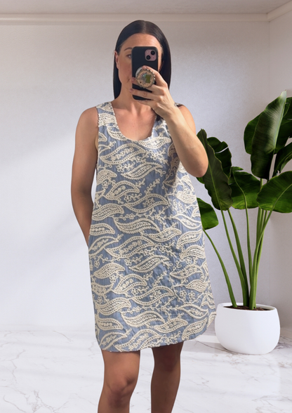 Kaia Shift Mini Dress - Blue/White Stripe