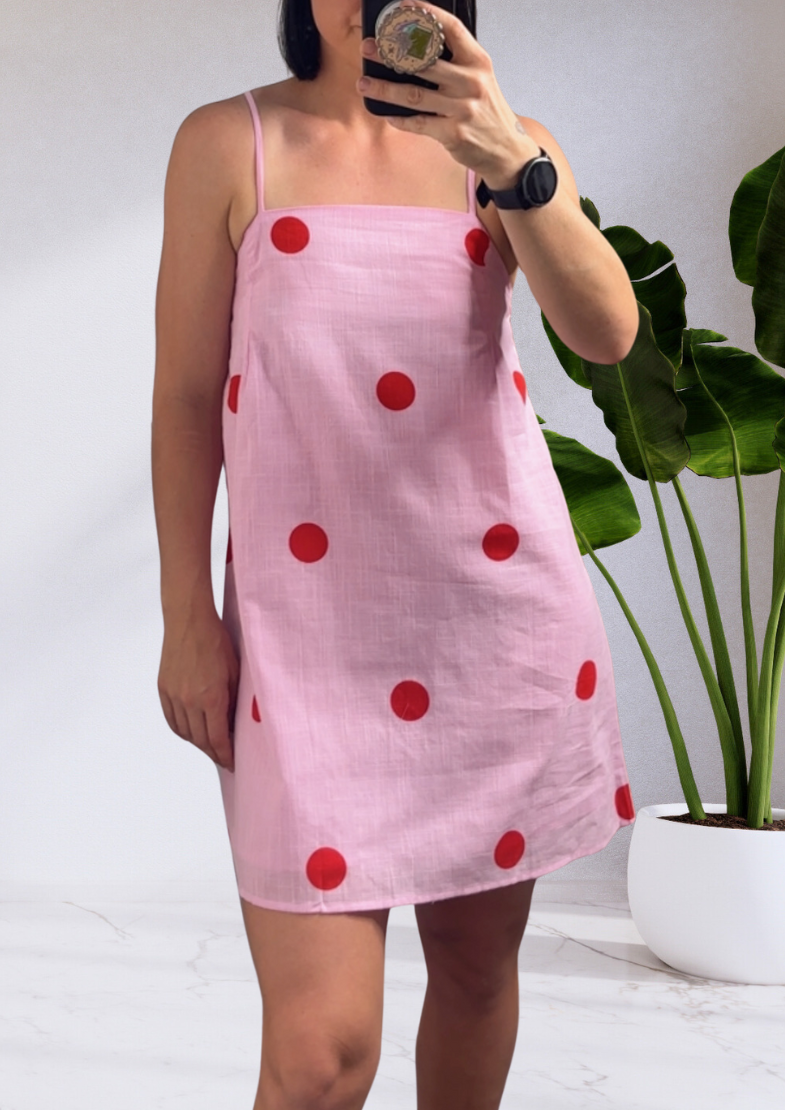 Stella Mini Dress Pink/Red Polka Dot