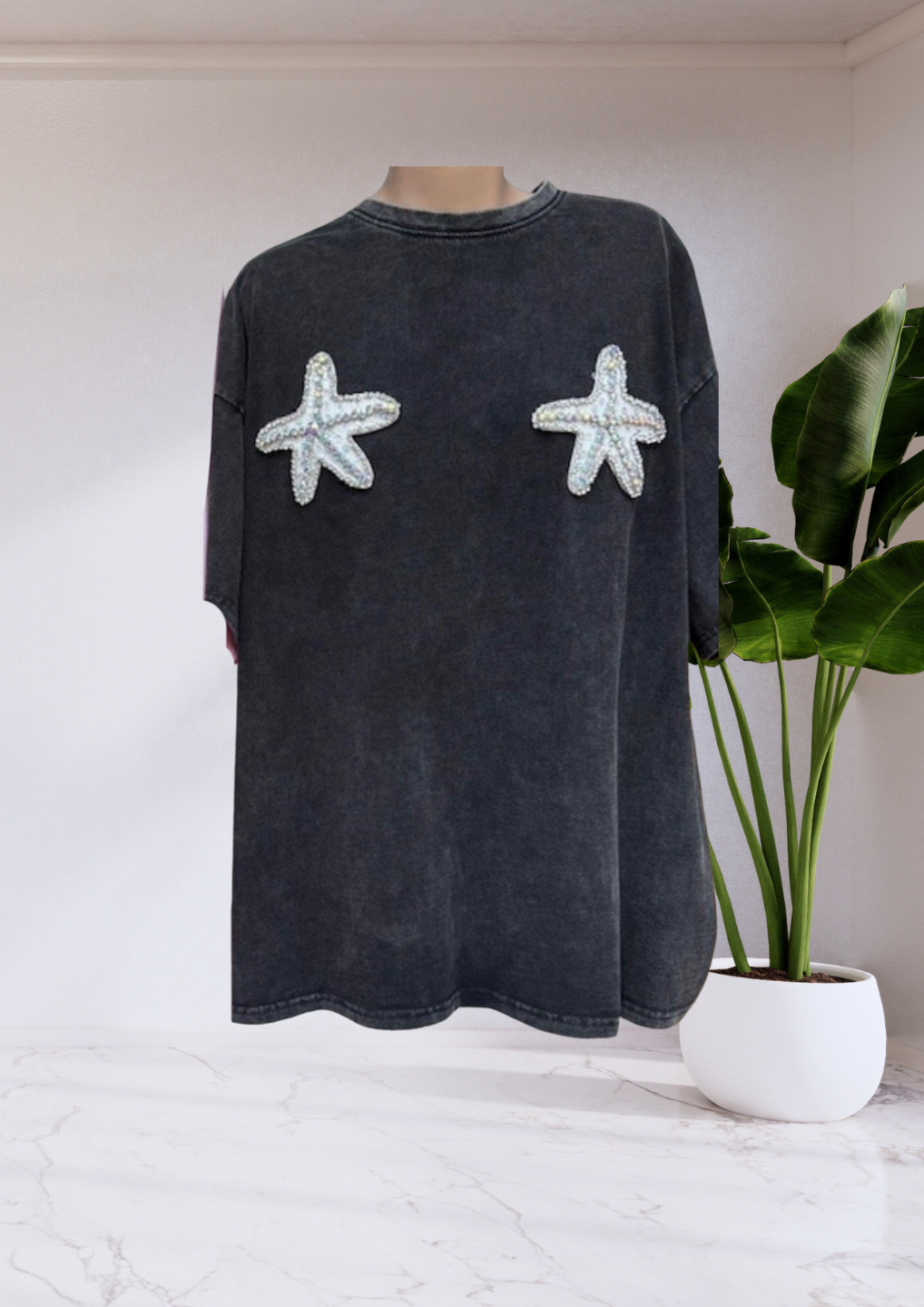 Mya Oversized T-Shirt Black Acid Starfish