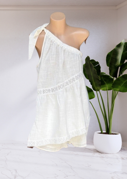 Julissa One Shoulder Top & Shorts Set White