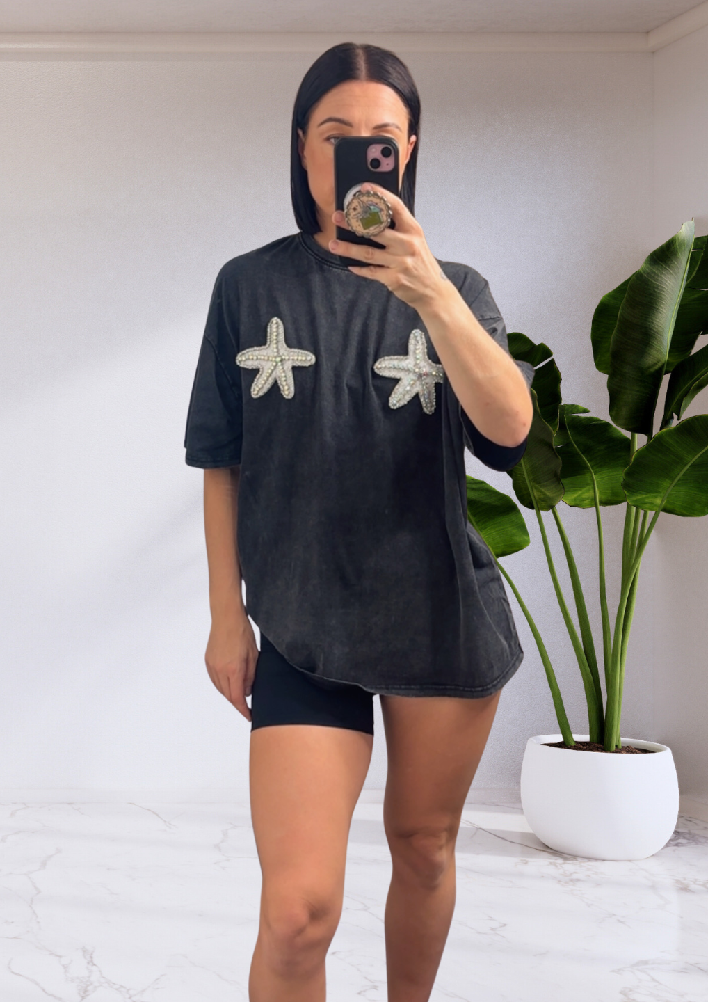 Mya Oversized T-Shirt Black Acid Starfish
