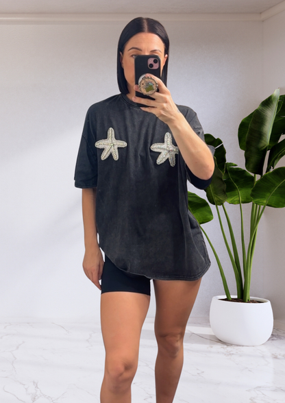 Mya Oversized T-Shirt Black Acid Starfish