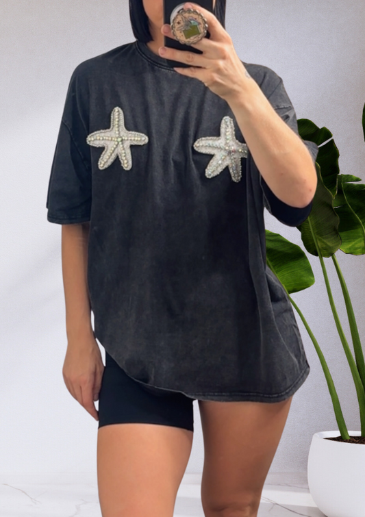 Mya Oversized T-Shirt Black Acid Starfish