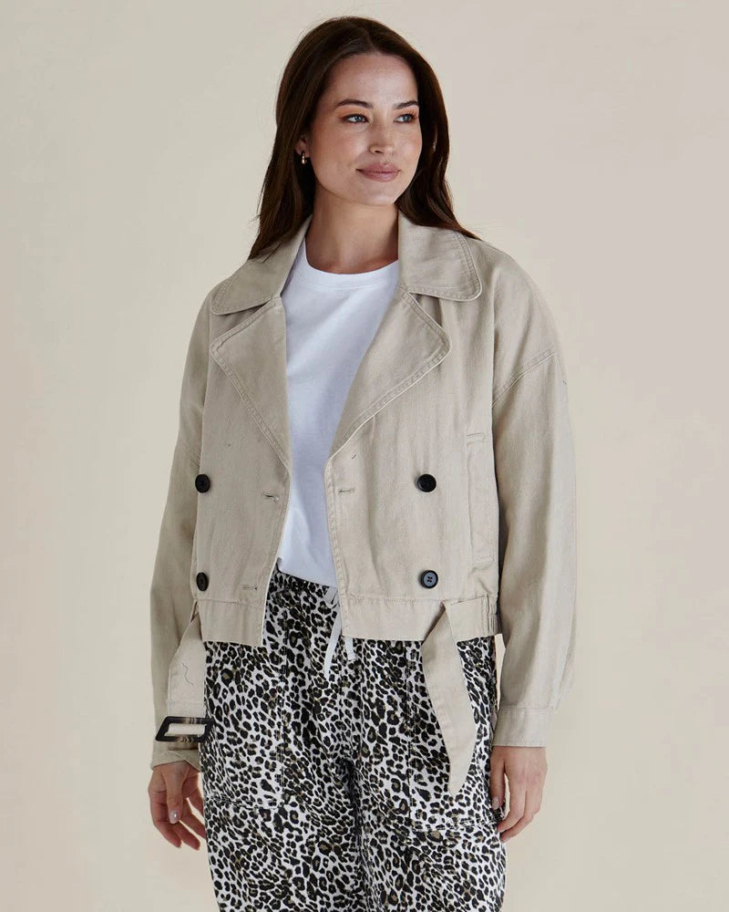 Adaline Crop Trench Coat - Beige