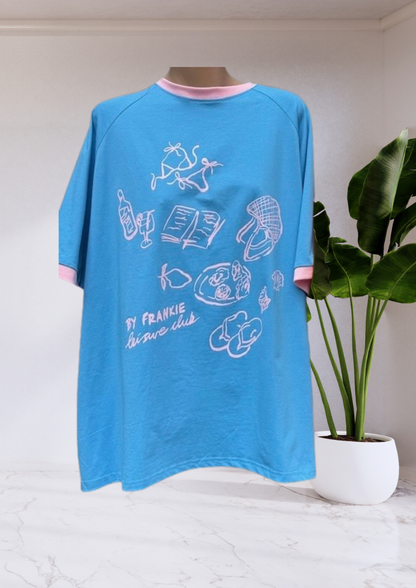 Mya Oversized T-Shirt - Blue/Pink Leisure Club