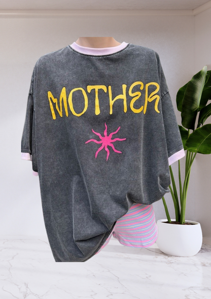 Mya Oversized Tee T-Shirt - Star Black Mother | By Frankie