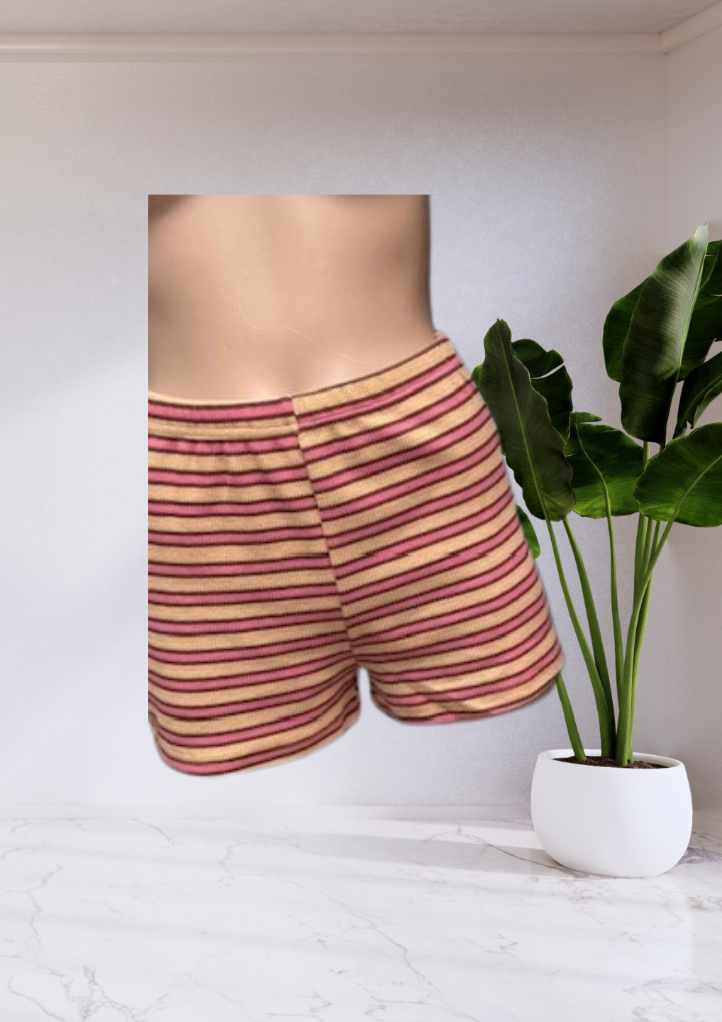 Shorties Stripe Mini Shorts - Caramel/Pink | By Frankie