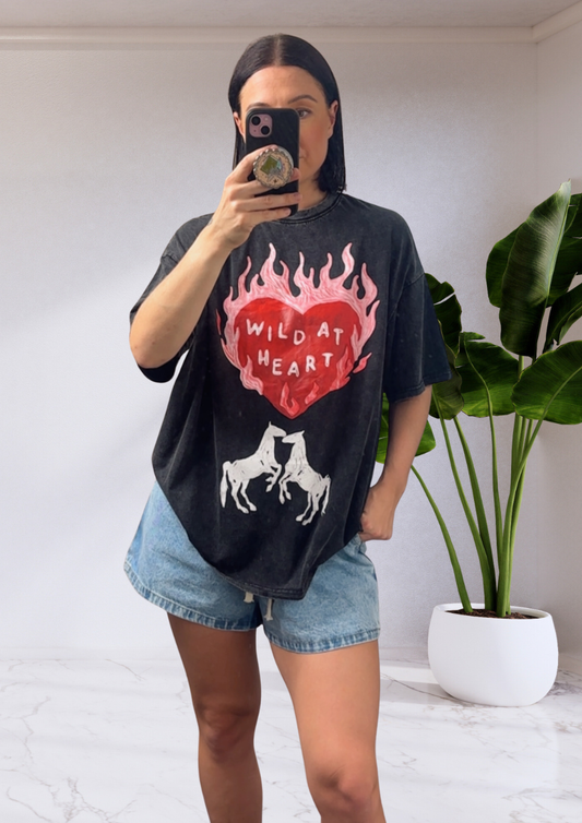 Mya Oversized Tee T-Shirt - Black Wild at Heart | By Frankie