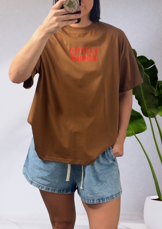 Mya Oversized T-Shirt Brown Chilli Margs