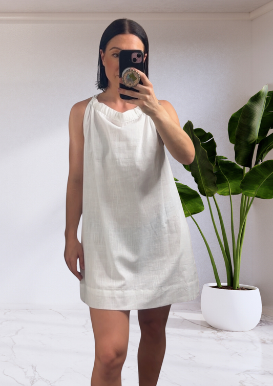 Billy Adjustable Halter Neck Mini Dress - White | By Frankie