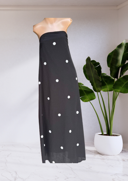 Georgie Strapless Maxi Dress - Black Polka Dot