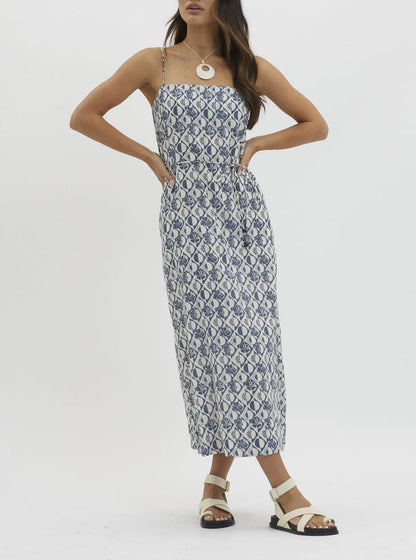 Indikah Sleeveless Maxi Dress - Blue