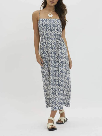 Indikah Sleeveless Maxi Dress - Blue