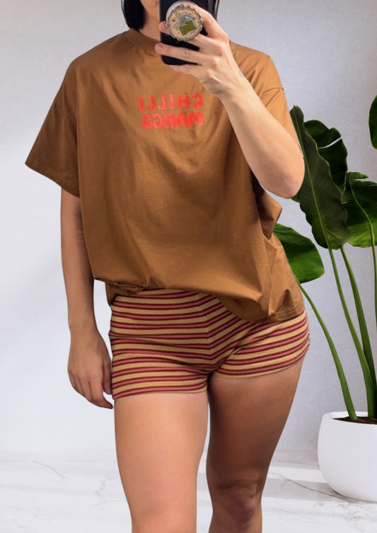 Shorties Stripe Mini Shorts Caramel/Pink